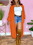WMNS Extended Length Cardigan - Waffle Knit / Front Pockets