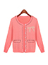Womens Cardigan - Pink / Bow Trim